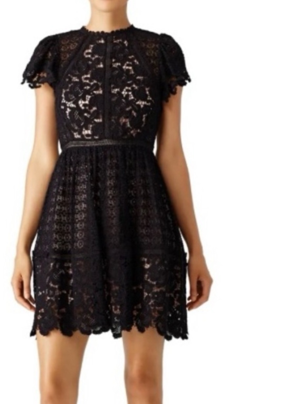Rebecca Taylor Black Lace Mini Dress, Size 6